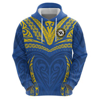 Custom Oceania Football Solomon Kings Zip Hoodie Polynesian Tribal Pattern