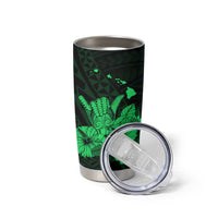 Green Hawaiian Hibiscus Shaka Sign Tumbler Cup