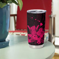 Pink Hawaiian Hibiscus Shaka Sign Tumbler Cup