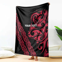 All Black Maori Tribal Tattoo Personalised Blanket Classic Red Polynesian Style - Polynesian Pride
