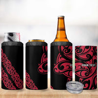 All Black Maori Tribal Tattoo Personalised 4 in 1 Can Cooler Tumbler Classic Red Polynesian Style - Polynesian Pride