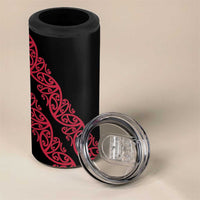 All Black Maori Tribal Tattoo Personalised 4 in 1 Can Cooler Tumbler Classic Red Polynesian Style - Polynesian Pride