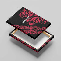 All Black Maori Tribal Tattoo Personalised Canvas Wall Art Classic Red Polynesian Style - Polynesian Pride