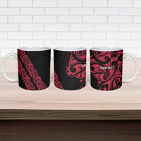 All Black Maori Tribal Tattoo Personalised Ceramic Mug Classic Red Polynesian Style - Polynesian Pride
