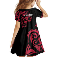 All Black Maori Tribal Tattoo Personalised Family Matching Off The Shoulder Long Sleeve Dress and Hawaiian Shirt Classic Red Polynesian Style - Polynesian Pride