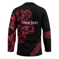 All Black Maori Tribal Tattoo Personalised Hockey Jersey Classic Red Polynesian Style - Polynesian Pride