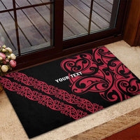 All Black Maori Tribal Tattoo Personalised Rubber Doormat Classic Red Polynesian Style - Polynesian Pride
