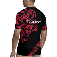 All Black Maori Tribal Tattoo Personalised Rugby Jersey Classic Red Polynesian Style - Polynesian Pride