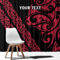 All Black Maori Tribal Tattoo Personalised Window Curtain Classic Red Polynesian Style - Polynesian Pride