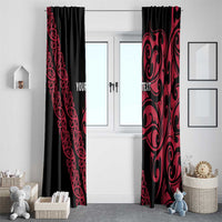 All Black Maori Tribal Tattoo Personalised Window Curtain Classic Red Polynesian Style - Polynesian Pride