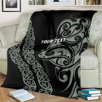 All Black Maori Tribal Tattoo Personalised Blanket Moss Green Polynesian Style - Polynesian Pride