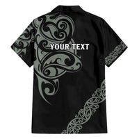 All Black Maori Tribal Tattoo Personalised Family Matching Long Sleeve Bodycon Dress and Hawaiian Shirt Moss Green Polynesian Style - Polynesian Pride