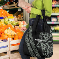 All Black Maori Tribal Tattoo Personalised Grocery Bag Moss Green Polynesian Style - Polynesian Pride