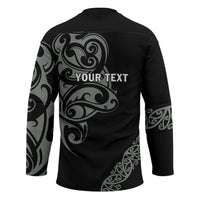 All Black Maori Tribal Tattoo Personalised Hockey Jersey Moss Green Polynesian Style - Polynesian Pride