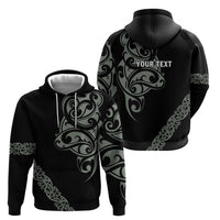 All Black Maori Tribal Tattoo Personalised Hoodie Moss Green Polynesian Style - Polynesian Pride