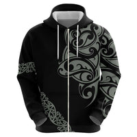 All Black Maori Tribal Tattoo Personalised Hoodie Moss Green Polynesian Style - Polynesian Pride