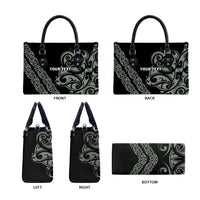 All Black Maori Tribal Tattoo Personalised Leather Bag Moss Green Polynesian Style - Polynesian Pride