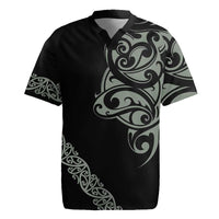 All Black Maori Tribal Tattoo Personalised Rugby Jersey Moss Green Polynesian Style - Polynesian Pride