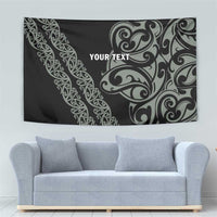 All Black Maori Tribal Tattoo Personalised Tapestry Moss Green Polynesian Style - Polynesian Pride