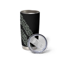 All Black Maori Tribal Tattoo Personalised Tumbler Cup Moss Green Polynesian Style - Polynesian Pride