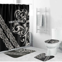 All Black Maori Tribal Tattoo Personalised Bathroom Set Stone Gray Polynesian Style - Polynesian Pride