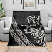 All Black Maori Tribal Tattoo Personalised Blanket Stone Gray Polynesian Style - Polynesian Pride