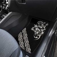 All Black Maori Tribal Tattoo Personalised Car Mats Stone Gray Polynesian Style - Polynesian Pride