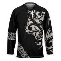 All Black Maori Tribal Tattoo Personalised Hockey Jersey Stone Gray Polynesian Style - Polynesian Pride