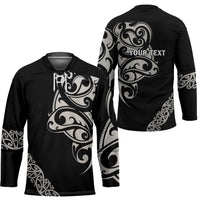 All Black Maori Tribal Tattoo Personalised Hockey Jersey Stone Gray Polynesian Style - Polynesian Pride