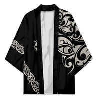 All Black Maori Tribal Tattoo Personalised Kimono Stone Gray Polynesian Style - Polynesian Pride