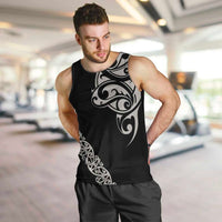 All Black Maori Tribal Tattoo Personalised Men Tank Top Stone Gray Polynesian Style - Polynesian Pride