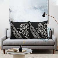 All Black Maori Tribal Tattoo Personalised Pillow Cover Stone Gray Polynesian Style - Polynesian Pride