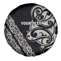 All Black Maori Tribal Tattoo Personalised Spare Tire Cover Stone Gray Polynesian Style - Polynesian Pride