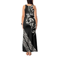 All Black Maori Tribal Tattoo Personalised Tank Maxi Dress Stone Gray Polynesian Style - Polynesian Pride