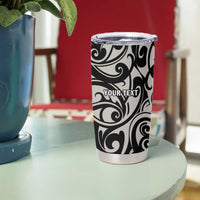 All Black Maori Tribal Tattoo Personalised Tumbler Cup Stone Gray Polynesian Style - Polynesian Pride