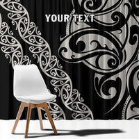 All Black Maori Tribal Tattoo Personalised Window Curtain Stone Gray Polynesian Style - Polynesian Pride