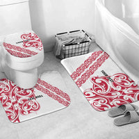 All White Maori Tribal Tattoo Personalised Bathroom Set Classic Red Polynesian Style - Polynesian Pride