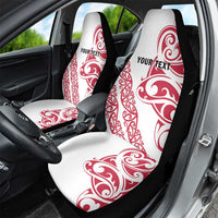 All White Maori Tribal Tattoo Personalised Car Seat Cover Classic Red Polynesian Style - Polynesian Pride