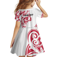 All White Maori Tribal Tattoo Personalised Family Matching Tank Maxi Dress and Hawaiian Shirt Classic Red Polynesian Style - Polynesian Pride