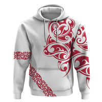 All White Maori Tribal Tattoo Personalised Hoodie Classic Red Polynesian Style - Polynesian Pride