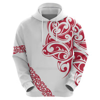 All White Maori Tribal Tattoo Personalised Hoodie Classic Red Polynesian Style - Polynesian Pride