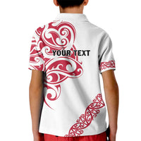 All White Maori Tribal Tattoo Personalised Kid Polo Shirt Classic Red Polynesian Style - Polynesian Pride