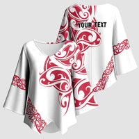 All White Maori Tribal Tattoo Personalised Kimono Sleeve Blouse Classic Red Polynesian Style - Polynesian Pride