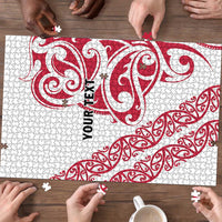 All White Maori Tribal Tattoo Personalised Puzzle Classic Red Polynesian Style - Polynesian Pride