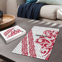All White Maori Tribal Tattoo Personalised Puzzle Classic Red Polynesian Style - Polynesian Pride