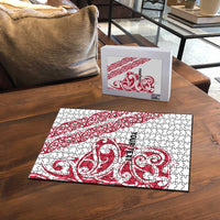 All White Maori Tribal Tattoo Personalised Puzzle Classic Red Polynesian Style - Polynesian Pride