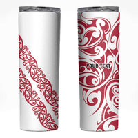 All White Maori Tribal Tattoo Personalised Skinny Tumbler Classic Red Polynesian Style - Polynesian Pride