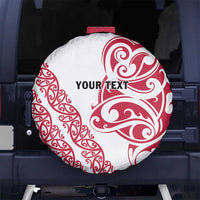 All White Maori Tribal Tattoo Personalised Spare Tire Cover Classic Red Polynesian Style - Polynesian Pride