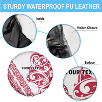 All White Maori Tribal Tattoo Personalised Spare Tire Cover Classic Red Polynesian Style - Polynesian Pride