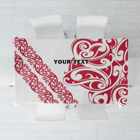 All White Maori Tribal Tattoo Personalised Tablecloth Classic Red Polynesian Style - Polynesian Pride